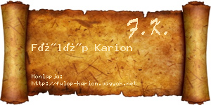 Fülöp Karion névjegykártya